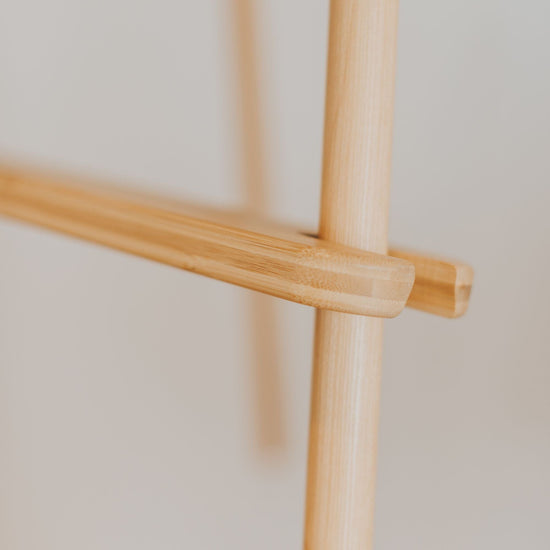 Close up of IKEA High Chair Foot Rest in Bamboo