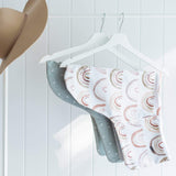 IKEA Highchair Cushion Covers in Boho Rainbows Print Hanging on Hanger