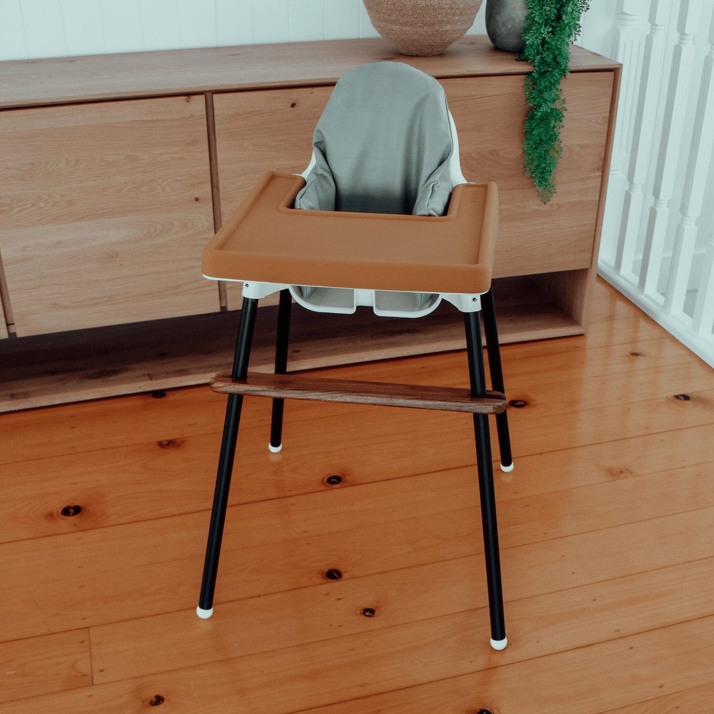 IKEA Antilop Highchair with footrest in Walnut timber